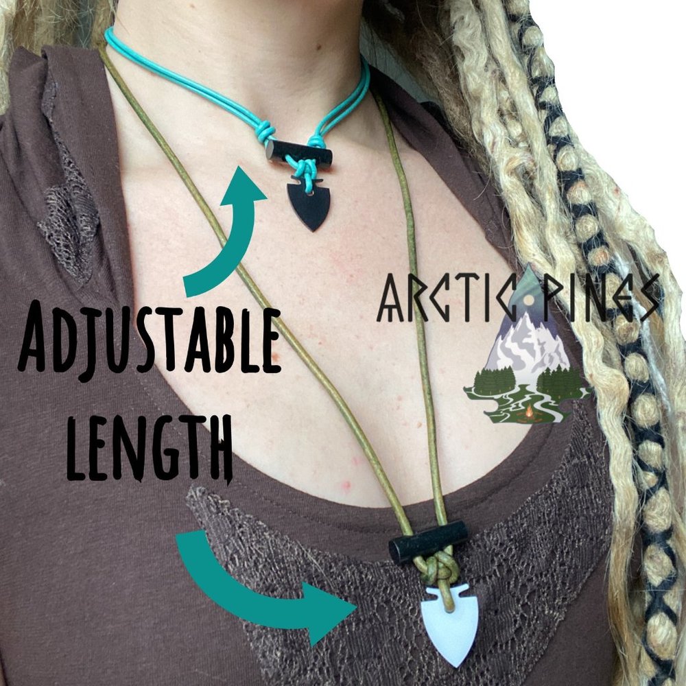 Arrowhead Fire Starter Necklace with TURQUOISE Cord, Bushcraft Survival Necklace
